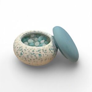Elegant Blue and Cream Speckled Jar